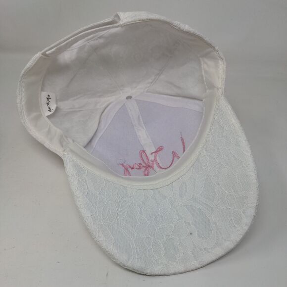 Wifey Strapbck Hat White One Size Adjustable Lace Trim Embroidered Miss To Mrs - Picture 6 of 9